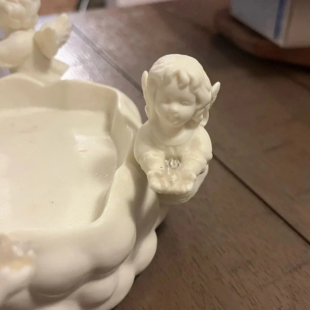 Partylite Pillar Candle Holder White Porcelain‎ Bisque Circle of Angels (P7446) - Picture 3 of 4